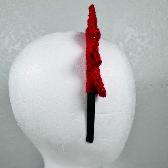 Red Crochet Crown Headband - Picture 3 of 5